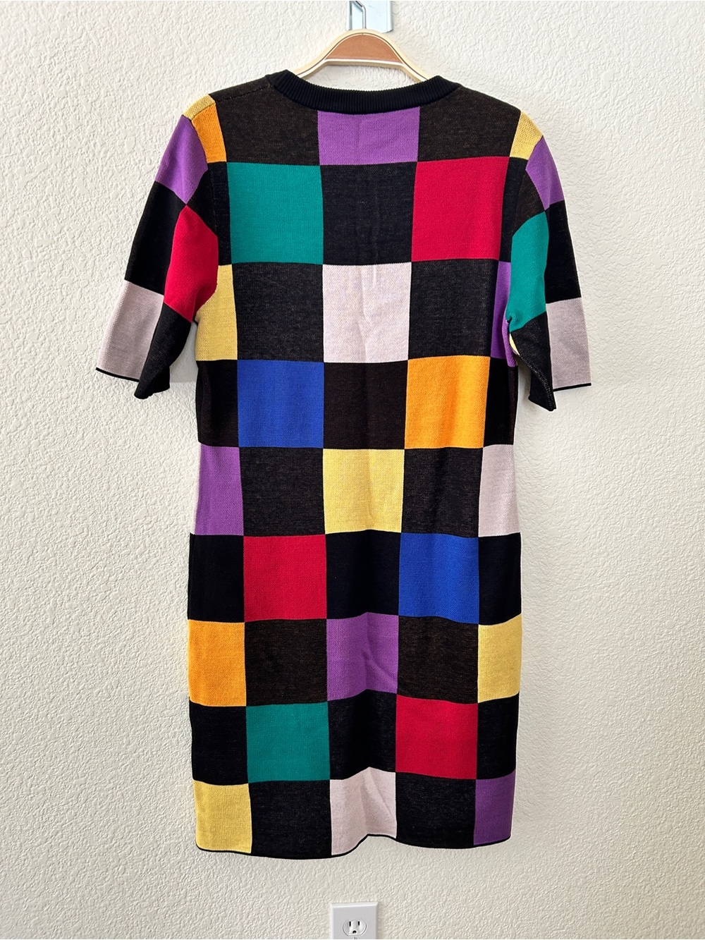 Staud Super Soft Cotton Knit Omars Checked Mercerized Cotton Mini Dress Large - Picture 3 of 10